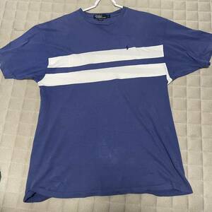 POLO ralph lauren ポロラルフローレン tシャツ L XL相当　青　白ライン