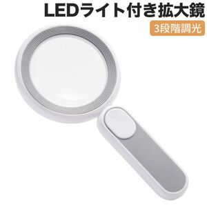 充電式 拡大鏡 ２１LEDライト付き 3段階調光 8倍 虫眼鏡 手持ちルーペ 高倍率 見やすい 拡大レンズ