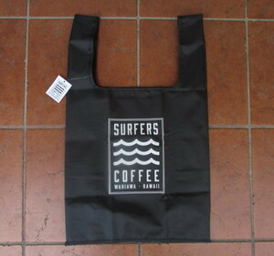 特価！ハワイで話題のカフェ！ＳＵＲＦＥＲＳ・ＣＯＦＦＥＥ（ＨＡＷＡＩＩ）ポリエステル製！大判エコバッグ（ブラック）