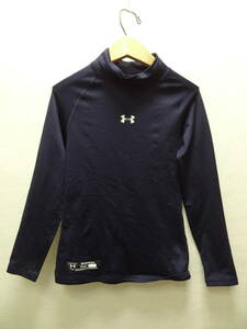 全国送料無料 アンダーアーマー UNDER ARMOUR 子供服キッズ 男＆女の子 野球用 長袖 紺色 ハイネックアンダーシャツ 150(YLG)