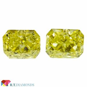 FANCY INTENSE YELLOW 0.118ct＆0.111ct/RAD/RT2389/CGL