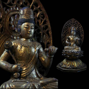 ◆雅◆ 仏教美術 木彫 木彫仏像 蓮華 経巻 仏像 高さ65cm /HK.23.11 [C7] IH