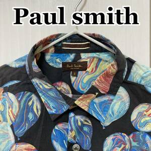 ポールスミスコレクション　PaulSmith collection風船柄　マーブルバルーン柄シャツ　総柄　Sサイズ　長袖シャツ　ブラック