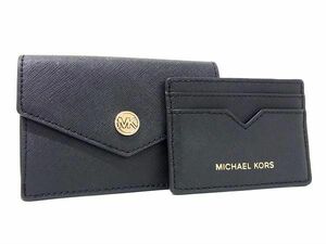 1円 ■美品■ MICHAEL KORS マイケルコース レザー パスケース カードケース 定期入れ 名刺入れ メンズ ブラック系 FA5319