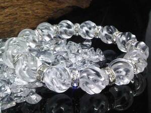 トルネード水晶12ミリ銀ロンデル数珠