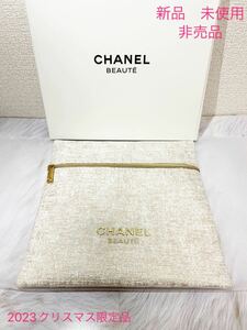 ★レア★ 新品 未使用★ 非売品★ CHANEL シャネル ポーチ ホリデー クリスマス 限定 ゴールド ノベルティ マルチケース ベージュ 希少