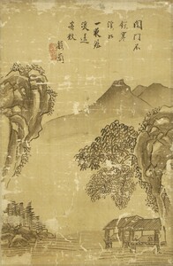 掛軸「朝鮮 毅蘭 山水図」水墨 絵画 李朝 韓国