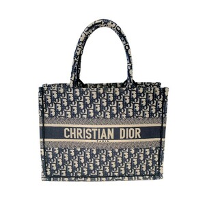クリスチャン・ディオール Christian Dior ブックトートミディアム M1296 ネイビー キャンバス トートバッグ レディース 中古