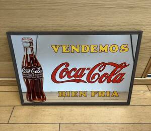 ● パブミラー Coca-Cola コカ・コーラ VENDEMOS BIEN FRIA アンティーク 壁掛け インテリア 昭和 レトロ ビンテージ 1990年 ●