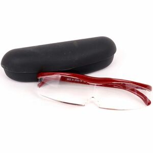 ハズキルーペ メガネ型拡大鏡 1.6倍 欠品有 日本製 ブランド アイウェア レディース メンズ レッド Hazuki