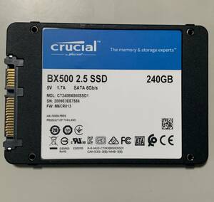 【使用約2000時間】クルーシャル SSD 240GB BX500 SATA3 2.5インチ CT240BX500SSD1 / Crucial