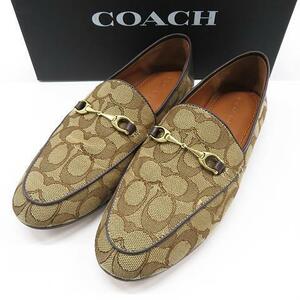 COACH コーチ FG3109 ビットローファー キャンバス レザー シグネチャー ブラウン系 7.5C [240001785770] レディース