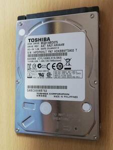 TOSHIBA 2.5inch HDD SATA 9.5mm厚 750GB MQ01ABD075 使用1000時間台 極小 正常判定 送料無料 即決