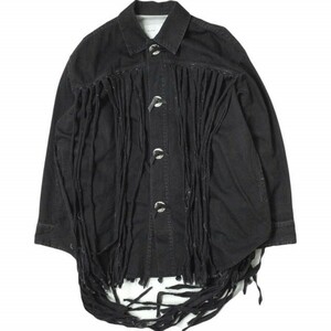 TOGA トーガ 23SS Denim Fringe Jacket デニムフリンジジャケット TZ31-FC903 38(M) Black Gジャン メタルコンチョ オーバーサイズ g11486