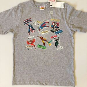 マーベル marvel ヒーロー Tシャツ ジュニア150(女性S～XS対応 要サイズ確認) 杢グレー アメコミ コミックTシャツ アメリカンキッズ ジーユ