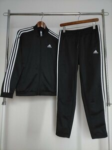 美品 adidas ESSENTIALS 3-STRIPES TRACK SUIT アディダス エッセンシャルズ 3ストライプス トラックスーツ OT 黒×白 ★上下セットアップ