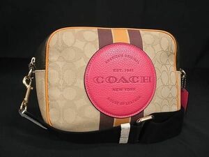 1円 ■極美品■ COACH コーチ 1912 デンプシー カメラバッグ シグネチャー キャンバス×レザー ショルダーバッグ ベージュ系 FA6094