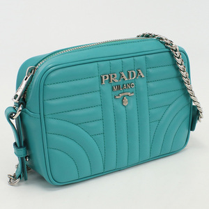 中古・未使用プラダPRADA ダイアグラム チェーンショルダーバッグ レザー 1BH083 ブルー系 ランク：S us-1 レディース