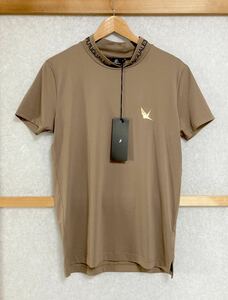 未使用☆[1PIU1UGUALE3 GOLF] 定価27,500 S/S MOCK NECK ゴルフウェア モックネック ドライTシャツ III 3 ベージュ GRT050 POE203