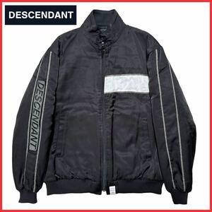 新品タグ付き 定価5万円 DESCENDANT ディセンダント ロゴ 刺繍 レーヨン ナイロン ジャケット ブルゾン MA-1 黒 2 WTAPS ダブルタップス