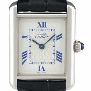 カルティエ CARTIER マストタンク SM W1014054 腕時計 シルバー925 レザー クォーツ ホワイト レディース 【中古】