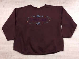 CHEROKEE チェロキー 刺繍 アメカジ かわいい ファンシー レトロ オールド古着 90s スーベニア スウェット トレーナー レディース L エンジ