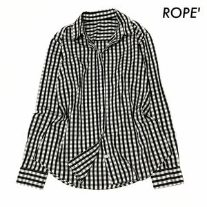 【送料無料】ROPE ロペ★ギンガムチェック柄 長袖シャツ ブラウス ブラック 黒