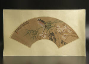 张大壮 （款） 花鳥 扇面 鏡心 模写 古画 中国 絵画