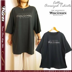 M チャコールグレー Tシャツ 半袖 レディース オーバーサイズ パールプリント WISCONSIN 綿 新品
