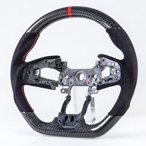 ホンダ用 CR-V 5代目 2017-2022 D型 ステアリング ホイール ハンドル カーボン×本革スエード×赤い輪デザイン
