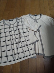 ・即決　中古美品　ベージュのアンサンブルニット（M)