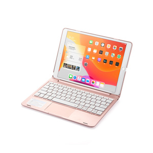 iPad 10.2 第9/第8/第7世代/Pro10.5/Air3 対応 タッチパッドキーボードカバー バックライトbluetoothキーボード ローズゴールド