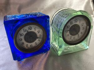 機械式 ガラス時計 サイコロ時計 ゼンマイ アナログ ネジ巻き式 ジャンク 