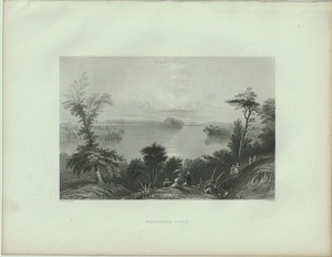 1840年 Bartlett アメリカの風景 鋼版画 サラトガ湖 Saratoga Lake ニューヨーク州