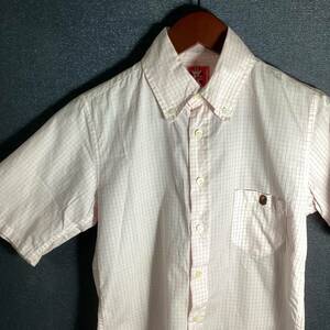 【古着】A BATHING APE アベイシングエイプ 半袖チェックシャツ ボタンダウンシャツ BDシャツ XS 白 ホワイト メンズ ベイプ BAPE