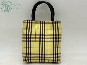 2404604176　▲ BURBERRY バーバリー ノバチェック ミニトートバッグ ハンドバッグ レディース イエロー ブラウン 鞄 中古