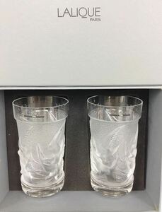 LALIOUE ラリック グラス ペアグラス　コップ　タンブラー ペア セット イロンデル　つばめ　ツバメ鳥 クリスタルガラス 未使用