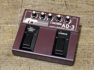 1円スタート BOSS AD-3 エレアコ・サウンドに最適な、小型プロセッサー アンチ・フィードバック アンプ・シミュレーターも搭載 動作確認済