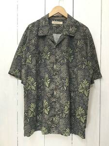 Tommy Bahama トミーバハマ 美品 シルクシャツ アロハシャツ ハワイアン 黒系 シルク半袖開襟シャツ メンズXL 良品綺麗