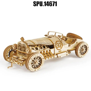 木製 3D 立体パズル 模型 キット 220ps グランプリカー ウッド パズル レーシングカー 趣味 大人 知育 玩具 インテリア 装飾 オールドカー