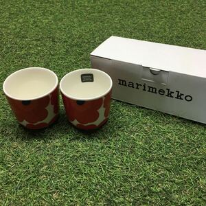 GX4421 MARIMEKKO マリメッコ UNIKKO ウニッコ 067849-001 ラテマグカップ 2個セット食器 ホワイト.レッド 未使用 保管品 コップ