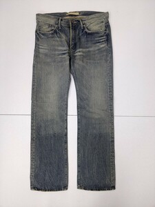 1．鬼ヒゲ 鬼ハチノス BIG JOHN ビッグジョン ［DENIM CRAFT］ヴィンテージ加工 デニムジーンズ ストレート ウエスト91 ネイビー y304