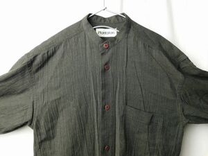 80s ビンテージ ISSEY MIYAKE イッセイミヤケ Plantation プランテーション スタンドカラー シャツ 茶 M