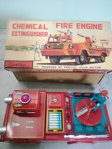 当時物　希少　クラッグスタン　ブリキ　ビンテージ 　昭和レトロ　消防車　科学消火器　　FIRE　ENGINE　日本製　未使用品　長期保管