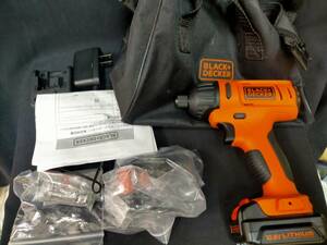 ★ブラックアンドデッカー　BLACK+DECKER　BDI12　10.8v充電式インパクトドライバー　バッテリー２個セット　バッグ付　Used