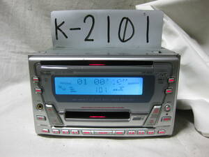 K-2101　JVC　ビクター　KW-MZ64　フロント AUX　2Dサイズ　CD&MDデッキ　故障品