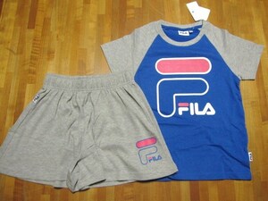 *送料無料*新品*130*FILA*上下Set*ブルー×グレー*半袖キュロット*綿素材*フィラ*