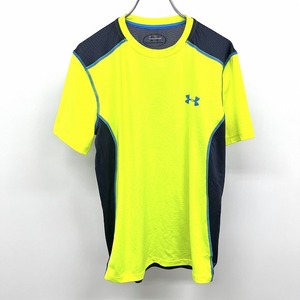 アンダーアーマー UNDER ARMOUR スポーツ メッシュTシャツ 半袖 ポリエステル×ポリウレタン S イエロー×ブルー×ネイビー 黄色 メンズ