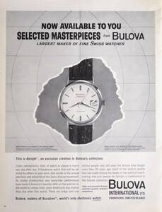 稀少・時計広告！1963年ブローバ 時計広告/Bulova Aerojet Automatic Watch/W