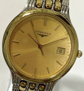 1円〜 I LONGINES ロンジン ゴールド文字盤 メンズ レディース クォーツ デイト アンティーク ジャンク 時計 901372897